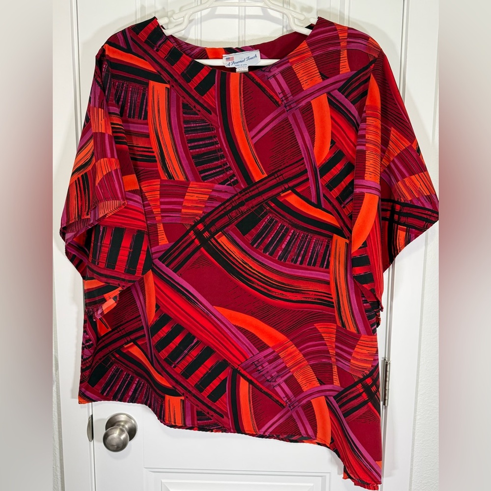 Vintage A Personal Touch Women’s Abstract Dolman Sleeve Blouse 3X